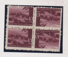 CROATIA WW II, 10 Kn Landscape War Paper  Bloc Of 4 MNH Tete Beche - Kroatië