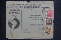 ALSACE LORRAINE - Enveloppe Commerciale De Pfetterhouse Pour Levallois Perret En 1941 Avec Contrôle Postal - L 151892 - Storia Postale