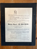 Eerwaarde Heer Kanunnik Rene De Muynck Professor KUL Natuurkunde Academia Pontificale Dei *1867 Semmerzake +1948 Leuven - Esquela