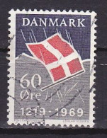 Denmark, 1969, Danish Flag 750th Anniv, 60ø, USED - Oblitérés