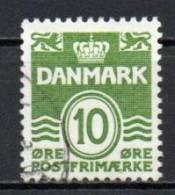 Denmark, 1962, Numeral & Wave Lines/Fluorescent, 10ø, USED - Usado