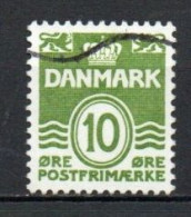 Denmark, 1962, Numeral & Wave Lines/Fluorescent, 10ø, USED - Usati
