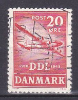 Denmark, 1943, DDL Airlines 25th Anniv, 20ø, USED - Oblitérés