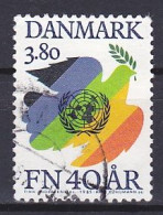 Denmark, 1985, United Nations UN 40th Anniv, 3.80kr, USED - Used Stamps