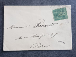 France N°75 Sage 5c Vert (type II N Sous U)  Sur Lettre - 1876-1898 Sage (Type II)