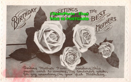 R380196 Birthday Greetings To The Best Of Mother. Roses. Entire British Producti - Monde