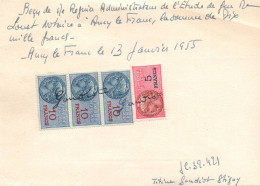 TIMBRES FISCAUX Sur Documents Ancy Le Franc Yonne 1955 STIGNY - Timbres