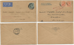 UK Britain #2 Commerce AirmailCVs London 1933/34 To 3rd Reich Aachen Via 2 Diffent Airpost Post Directions - Cartas & Documentos