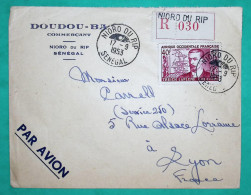 40F TREICH LAPLENE COTE D'IVOIRE AOF SEUL SUR LETTRE RECOMMANDE PAR AVION NIORO DU RIP SENEGAL ENTETE COMMERCANT 1958 - Storia Postale