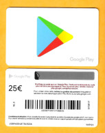 Carte Cadeau GOOGLE PLAY - NLO - 25€ - écriture En Rouge - - Gift Cards