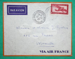 LETTRE PAR AVION MESSAGERIES MARITIMES COCHINCHINE 36C POSTE AERIENNE POUR MARSEILLE BOUCHES DU RHONE 1937 COVER FRANCE - Aéreo