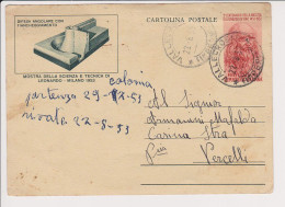 Italia 1953 Intero Postale Inaugurazione Museo Scienza Leonardo Cascine Strà Vallecrosia - Ganzsachen