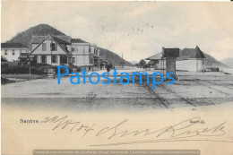 227119 BRAZIL SANTOS GUARUJA VIEW PARTIAL RAILROAD CANCEL AMBULANT CIRCULATED TO URUGUAY POSTAL  POSTCARD - Altri