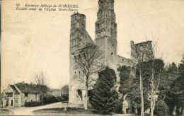 CPA -  JUMIEGES - ANCIENNE ABBAYE - FACADE OUEST EGLISE N.DAME - Jumieges