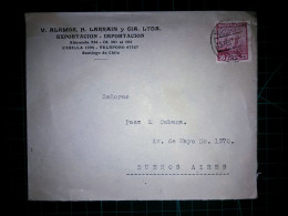 CHILI. Enveloppe De "V. Alamos, H Larrain Y Cia. LTDA Exportacion - Importacion" Distribuée à La République Argentine. A - Cile