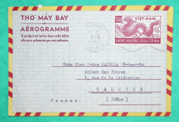 AEROGRAMME THO MAY BAY SAÏGON VIETNAM 3$50 DRAGON POUR CALUIRE FRANCE 1962 LETTRE COVER - Vietnam