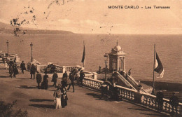 RECTO/VERSO - CPA - MONTE CARLO - LES TERRASSES - HABITANTS QUI SE BALADENT - CACHET 1913 - Terrassen