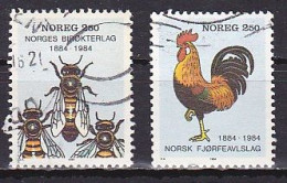 Norway, 1984, Bee Keeping & Poultry Breeding Societies, Set, USED - Usados