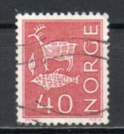 Norway, 1963, Motifs/Cave & Rock Paintings, 40ö/Red, USED - Usados