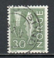 Norway, 1964, Motifs/Wheat & Atlantic Cod, 30ö/Green, USED - Oblitérés