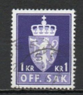 Norway, 1970, Coat Of Arms/Photogravure, 1Kr/Violet/Phosphor, USED - Dienstmarken