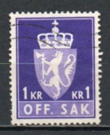 Norway, 1957, Coat Of Arms/Photogravure, 1Kr/Violet, USED - Dienstmarken