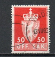 Norway, 1962, Coat Of Arms/Photogravure, 50ö/Red, USED - Dienstzegels