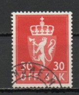 Norway, 1955, Coat Of Arms/Photogravure, 30ö/Red, USED - Dienstzegels