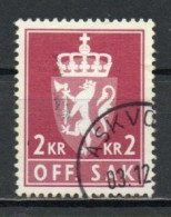 Norway, 1982, Coat Of Arms/Lithography, 2Kr/Carmine-Lake, USED - Service