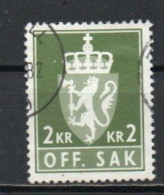 Norway, 1975, Coat Of Arms/Lithography, 2Kr/Yellow-Green, USED - Dienstmarken