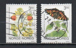 Norway, 1993, Butterflies, Set, USED - Gebruikt