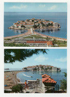 2 Postcards SVETI STEFAN Montenegro Ca. 1970 Budva - Montenegro