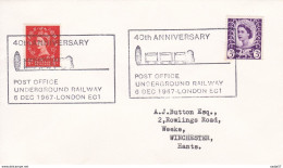 England Great Britain 40th Anniversary LONDON POST OFFICE UNDERGROUND RAILWAY 1967 2239 - Trains