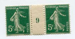 FRANCE N°137 **  EN PAIRE AVEC MILLESIME 9 ( 1909 ) - Millesimi