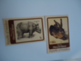 MALDIVES   MNH 2 STAMPS  ANIMALS RHINO  RABBIT - Rinocerontes