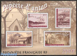 French Polynesia 2003 Papeete In The Past S/s, Mint NH, Sport - Transport - Cycling - Automobiles - Ships And Boats - Nuevos
