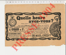 Publicité 1904 Girard Boitte Rue De L'Echiquier Paris Quelle Heure Avez-vous Montre Ne Varietur (ancienne) - Zonder Classificatie