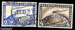 Germany, Empire 1928 Zeppelin 2v, Used, Used Or CTO, Transport - Zeppelins - Oblitérés