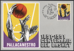 BASKETBALL - ITALIA ROMA 1991 - CENTENARIO DELLA PALLACANESTRO - CARTOLINA UFFICIALE - A - Basket-ball