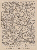 Le Terrain De La Bataille De Picardie - France - Mappa - 1918 Vintage Map - Cartes Géographiques