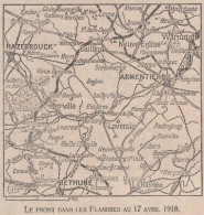 Le Front Dans Les Flandres Au 17 Avril - France - Mappa - 1918 Vintage Map - Carte Geographique