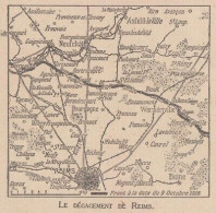 Le Dégament De Reims - France - Mappa Epoca - 1918 Vintage Map - Cartes Géographiques