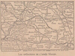 Compiègne Et Environs - France - Mappa Epoca - 1918 Vintage Map - Cartes Géographiques