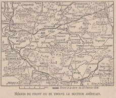 Commercy Et Environs - France - Mappa Epoca - 1918 Vintage Map - Carte Geographique