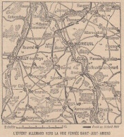 Moreuil Et Environs - France - Mappa Epoca - 1918 Vintage Map - Cartes Géographiques