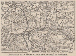 Un Secteur De La Haute-Alsace - France - Mappa Epoca - 1918 Vintage Map - Cartes Géographiques