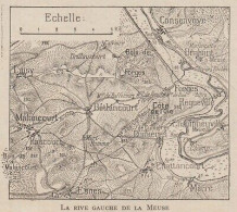 La Rive Gauche De La Meuse - France - Mappa Epoca - 1916 Vintage Map - Carte Geographique