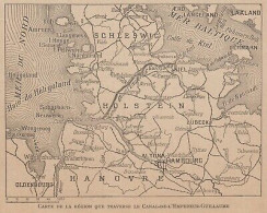 Carte De La Région Que Traverse Le Canal De Empereur Guillaume - 1916 Map - Carte Geographique