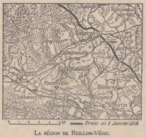 La Région De Reillon-Vého - France - Mappa Epoca - 1918 Vintage Map - Cartes Géographiques