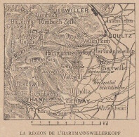 France - La Région De L'Hartmannswillerkopf - 1916 Mappa - Vintage Map - Cartes Géographiques